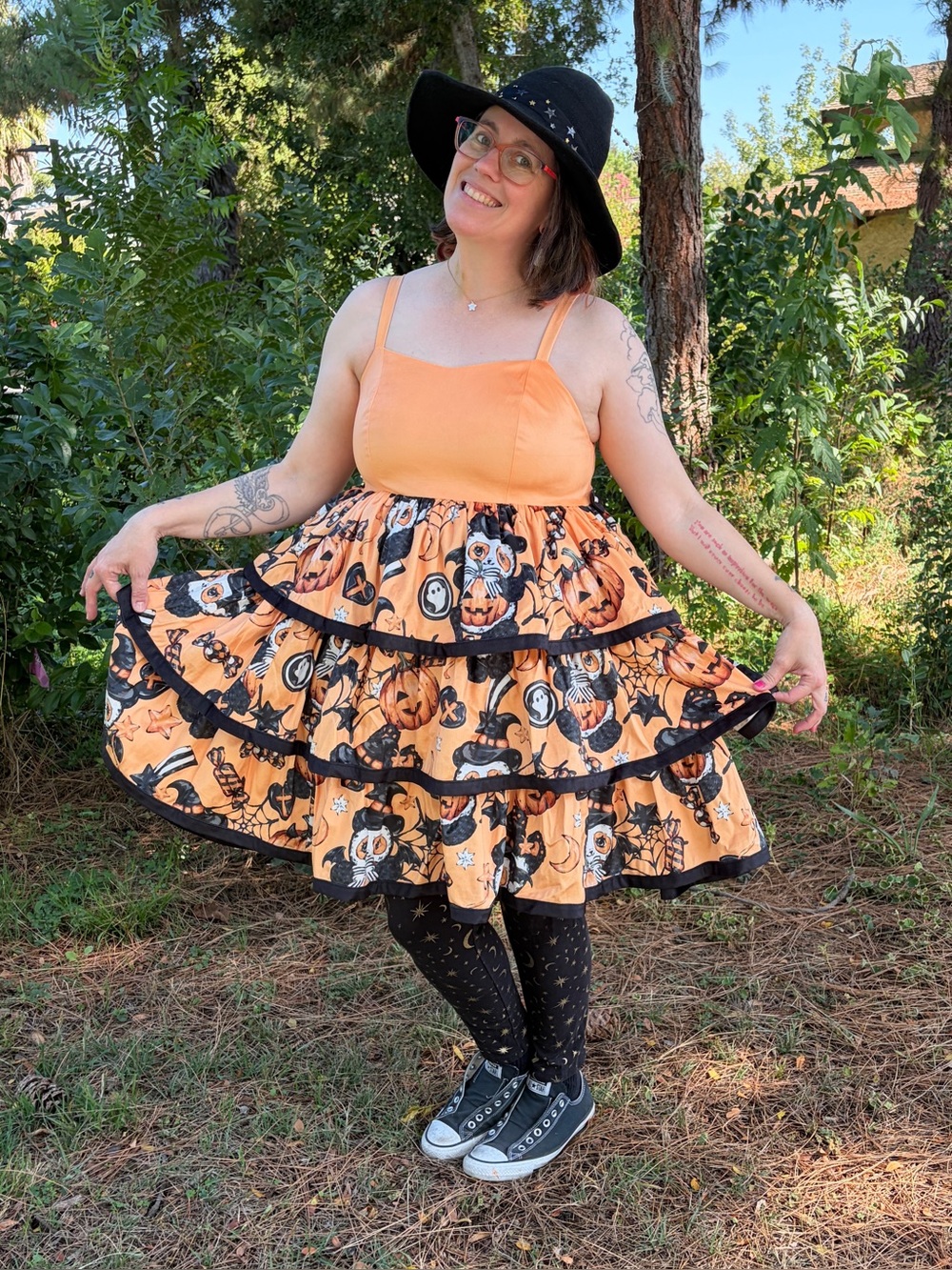 Kawaii Halloween Panda Print Tiered JSK dress